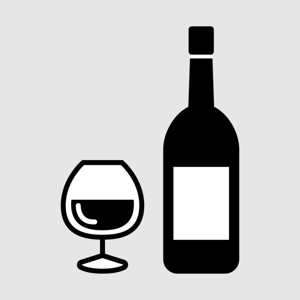 Wine glass bottle set vector