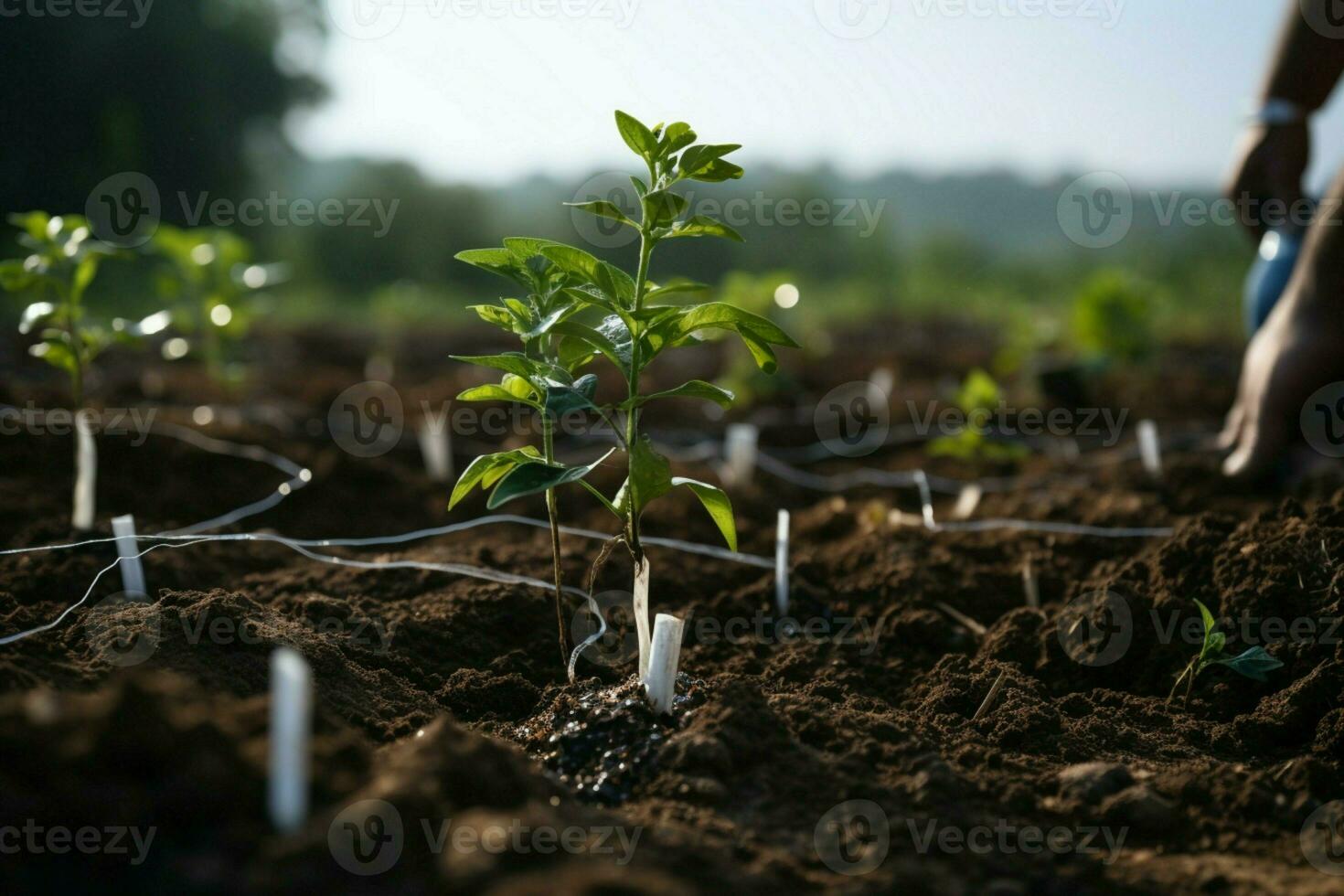 AI generated Climate action Planting a new tree to combat and mitigate climate change AI Generated photo