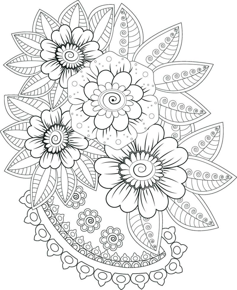 Flower adults coloring page vector