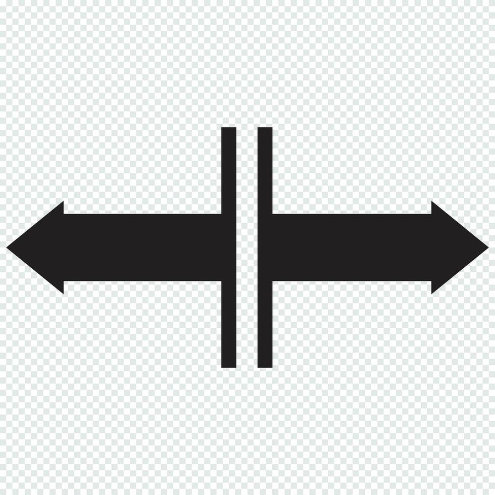 Long arrow vector icon. Black horizontal double arrow. Replaceable vector design.