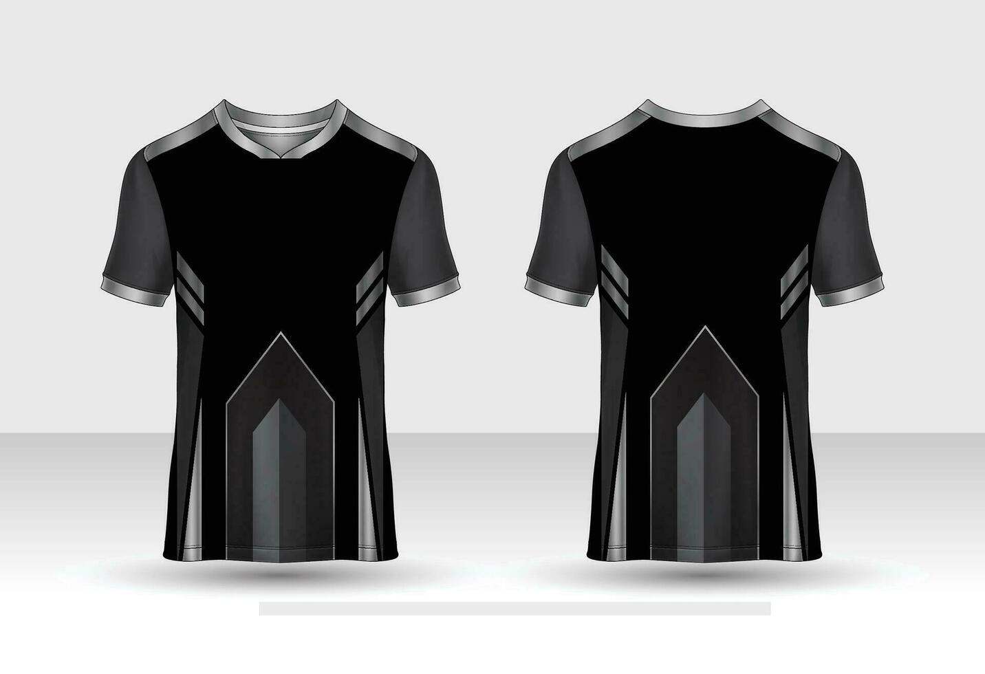 T-shirt sport jersey design template with geometric line background. Sport uniform in front view. Shirt mock up for sport club. Vector Illustration