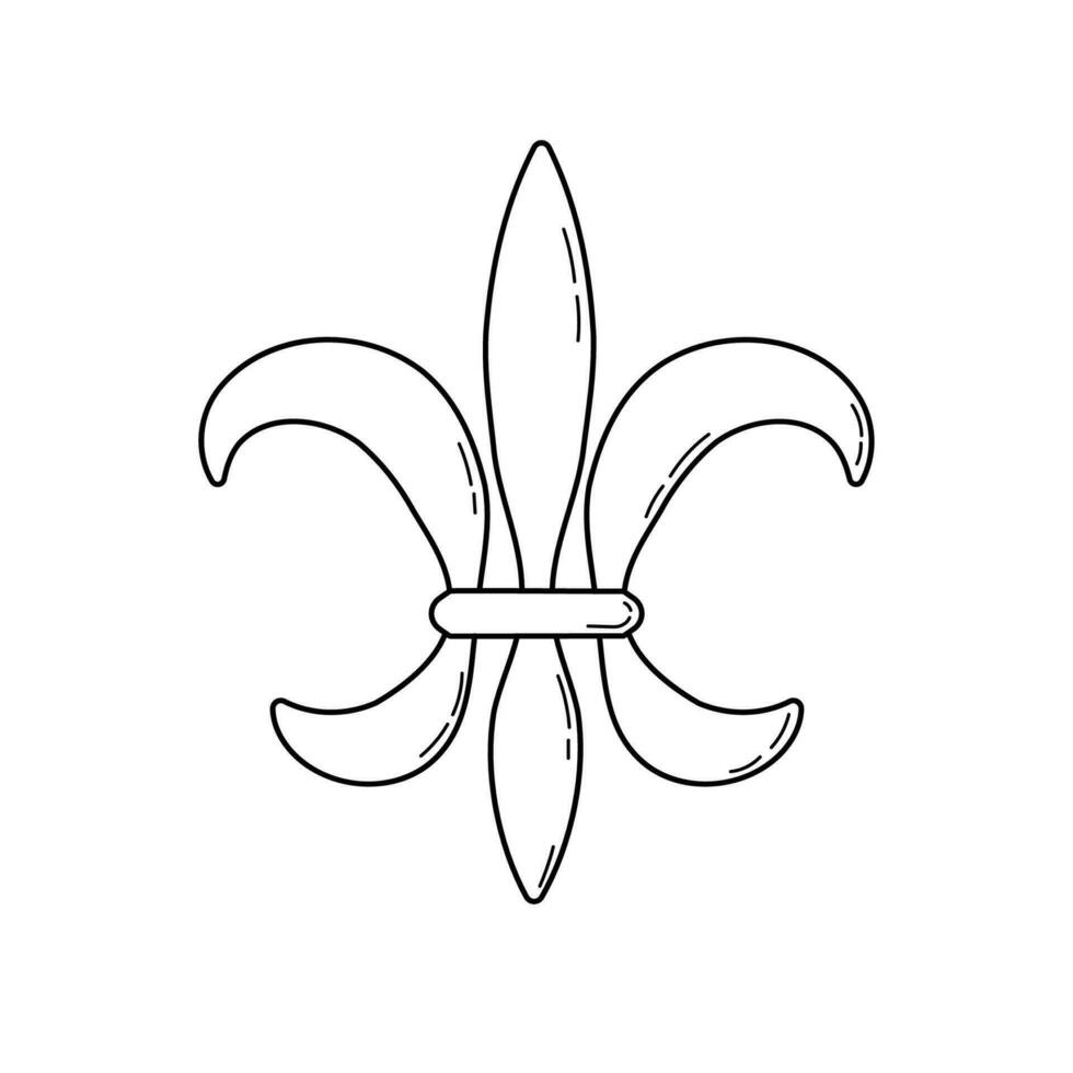 fleur Delaware lis icono en línea estilos. negro y blanco ilustración para mardi gras carnaval. real francés heráldica símbolo. vector