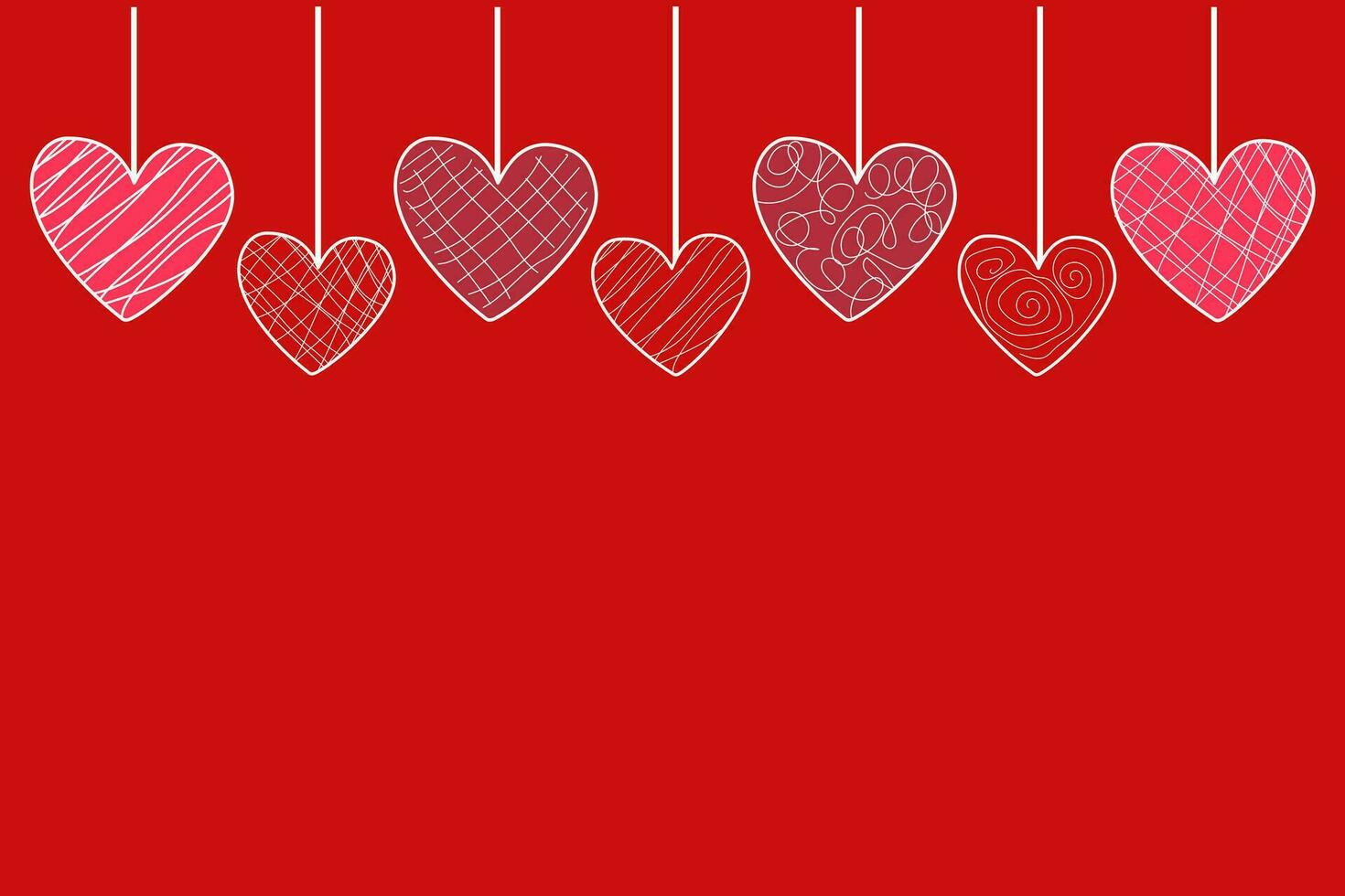 Vector red holiday background with red and pink hearts, candies in glaze for Valentine's Day and Wedding banners, invitations, cards