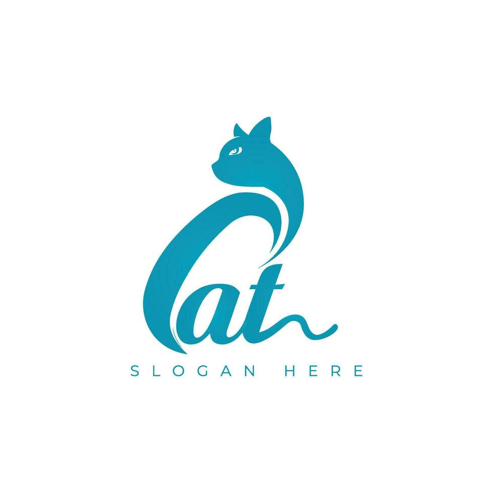 Cat logo design vector Illustration, Cat icon design, pet care vector template