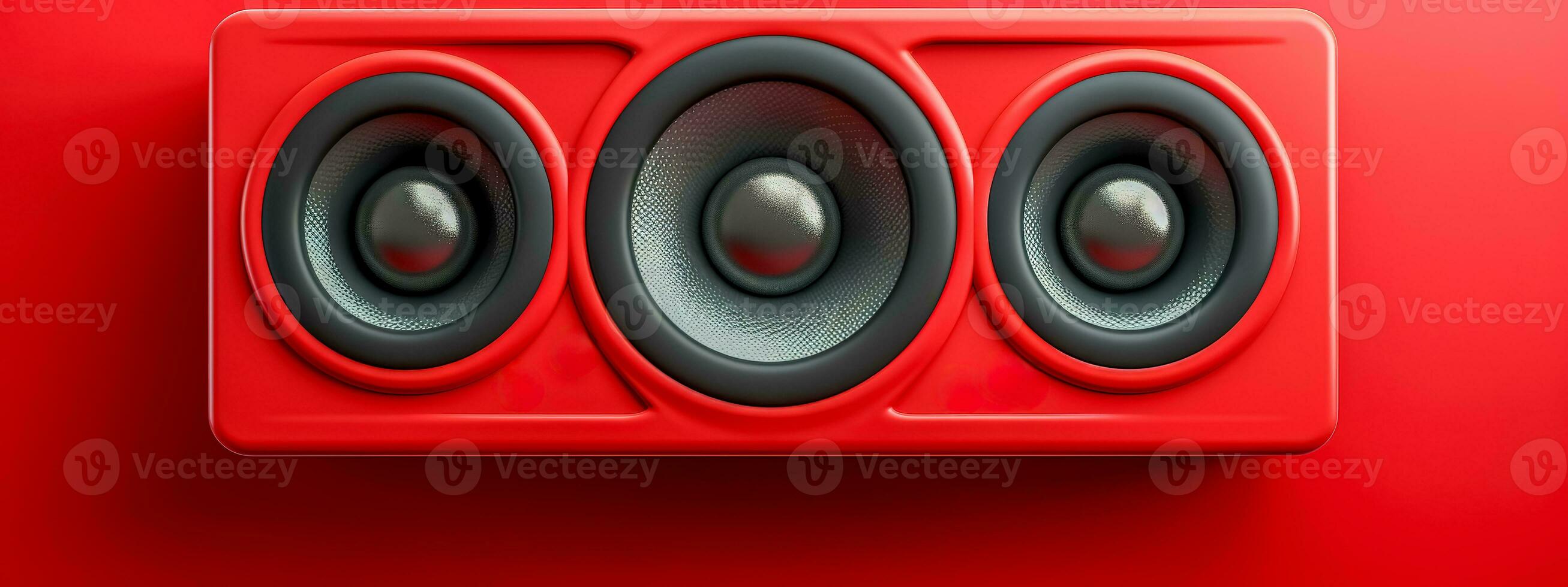 AI Generated  Dynamic red speaker on a vibrant background photo