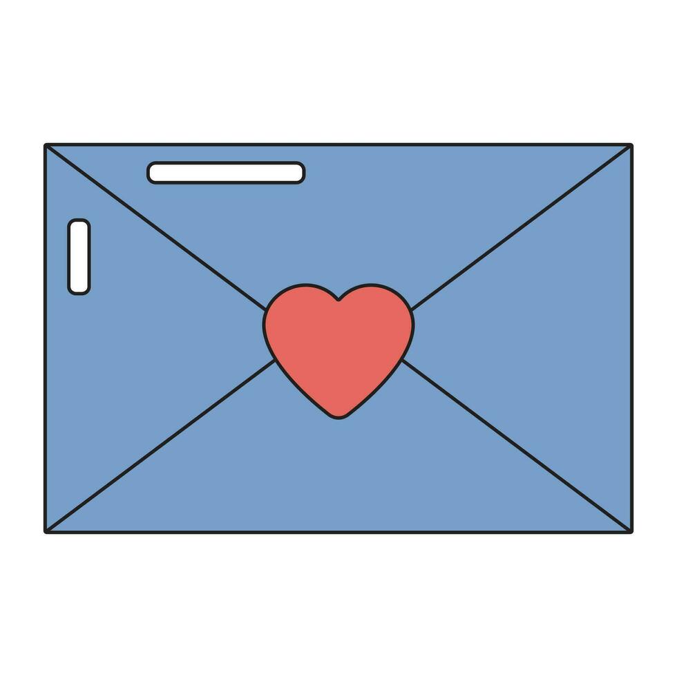 Romantic love letter for Valentine's day. Envelope with love message in retro style. vector