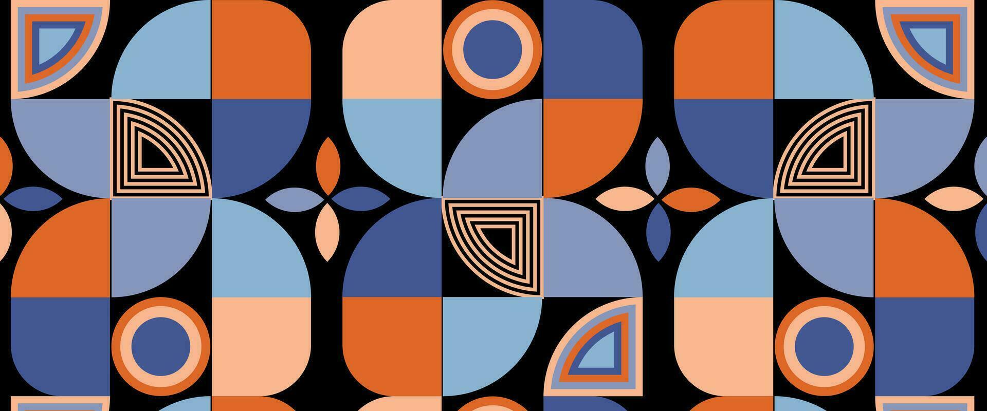 Geometric pattern vector background with Scandinavian abstract color or Swiss geometry prints of rectangles, squares and circles shape design