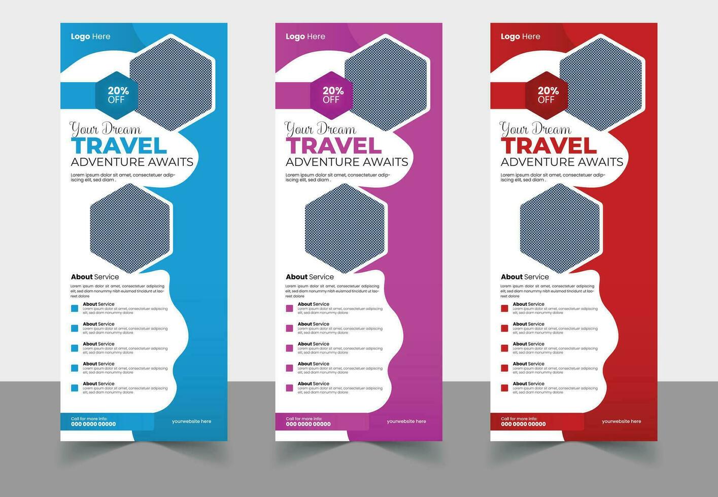 Travel roll-up banner design vector premium pro