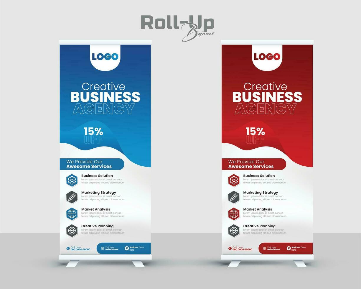 Business Roll-up banner design vector premium