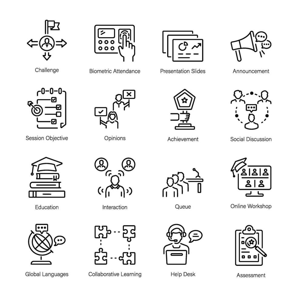 Educational Workshops Linear Style Icons vector
