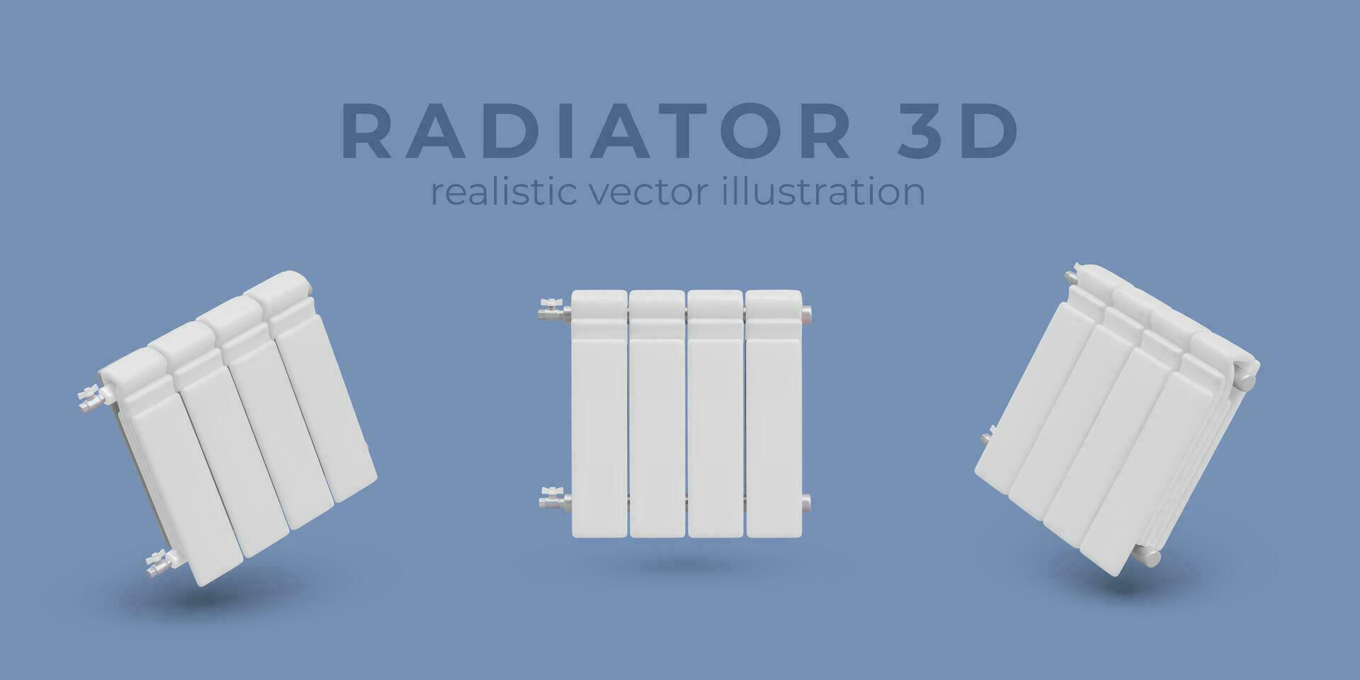 Poster with realistic radiator in different positions vector