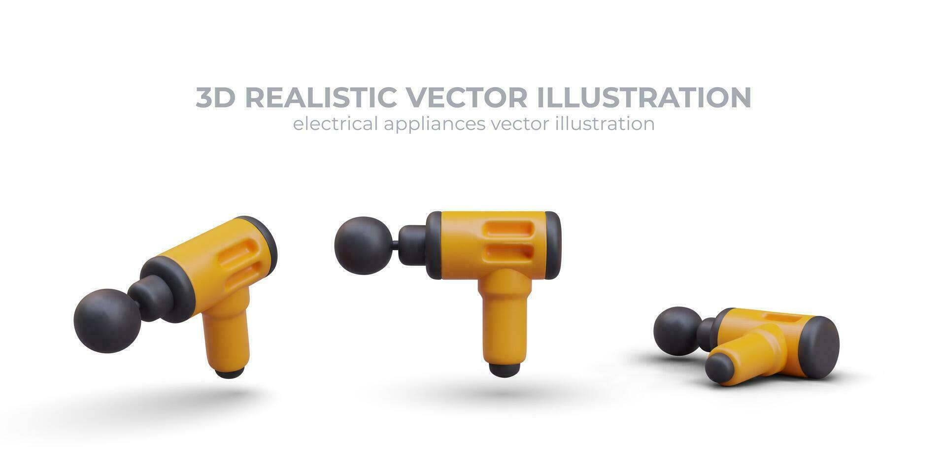 Percussive massage gun. Device for point vibration massage vector