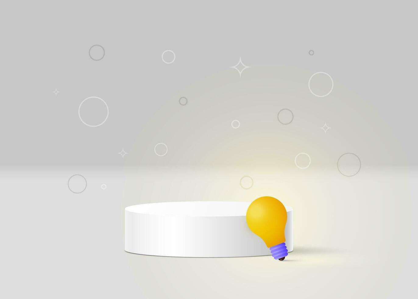 Empty podium with a light bulb for the presentation of a new idea or product. Vector illustration.