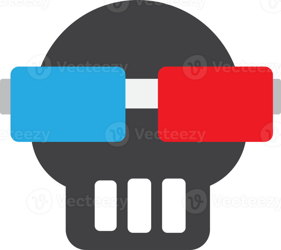 skull wearing red blue glass icon png