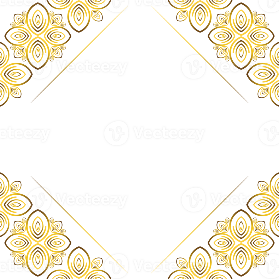 golden floral frame ornament png