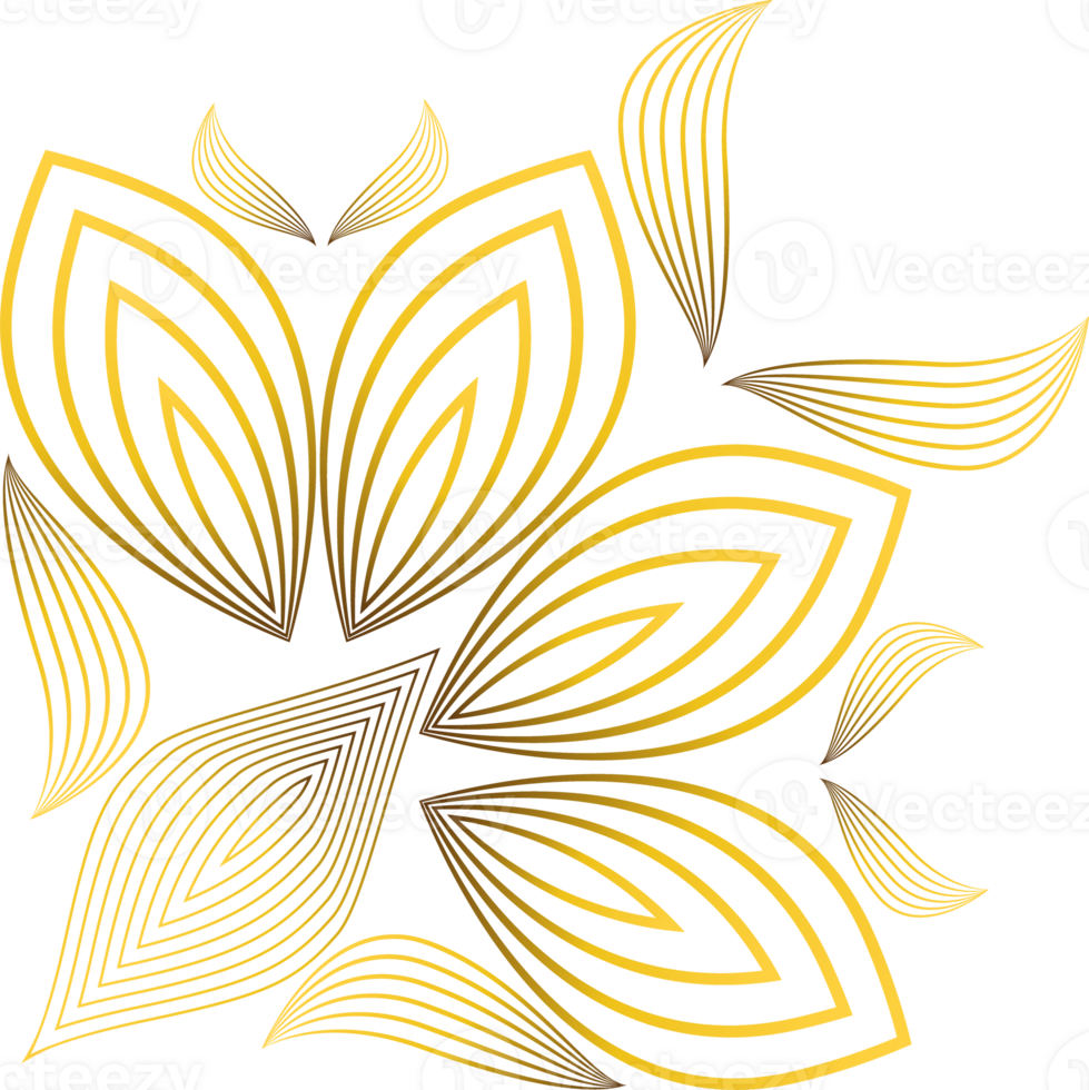 luxurious golden floral ornament png