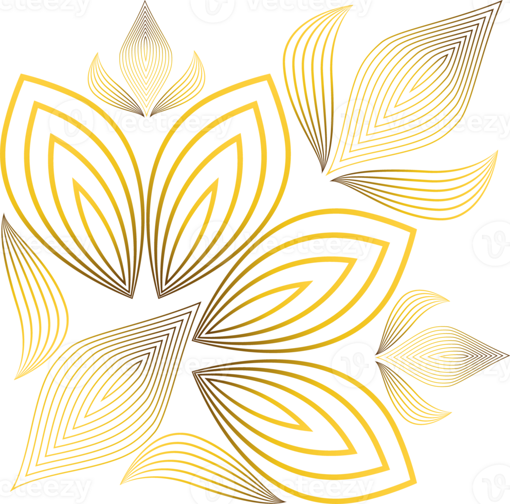 luxurious golden floral ornament png