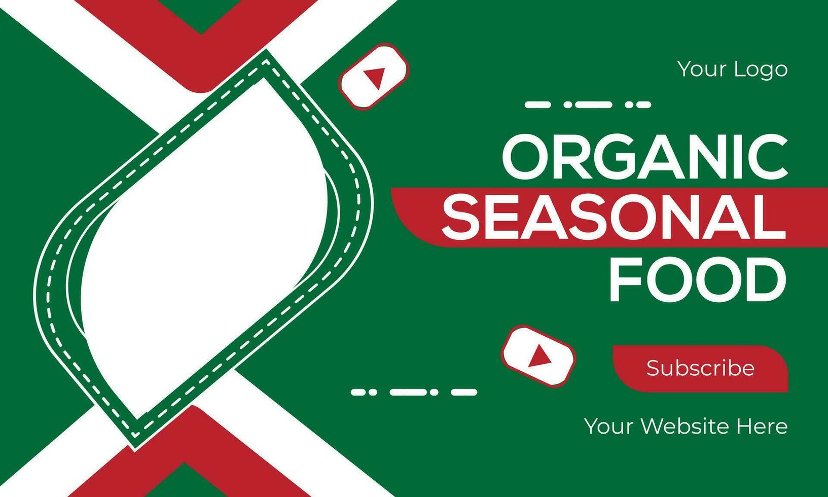 Organic Seasonal Food Video Thumbnail, Editable Web Banner Template vector