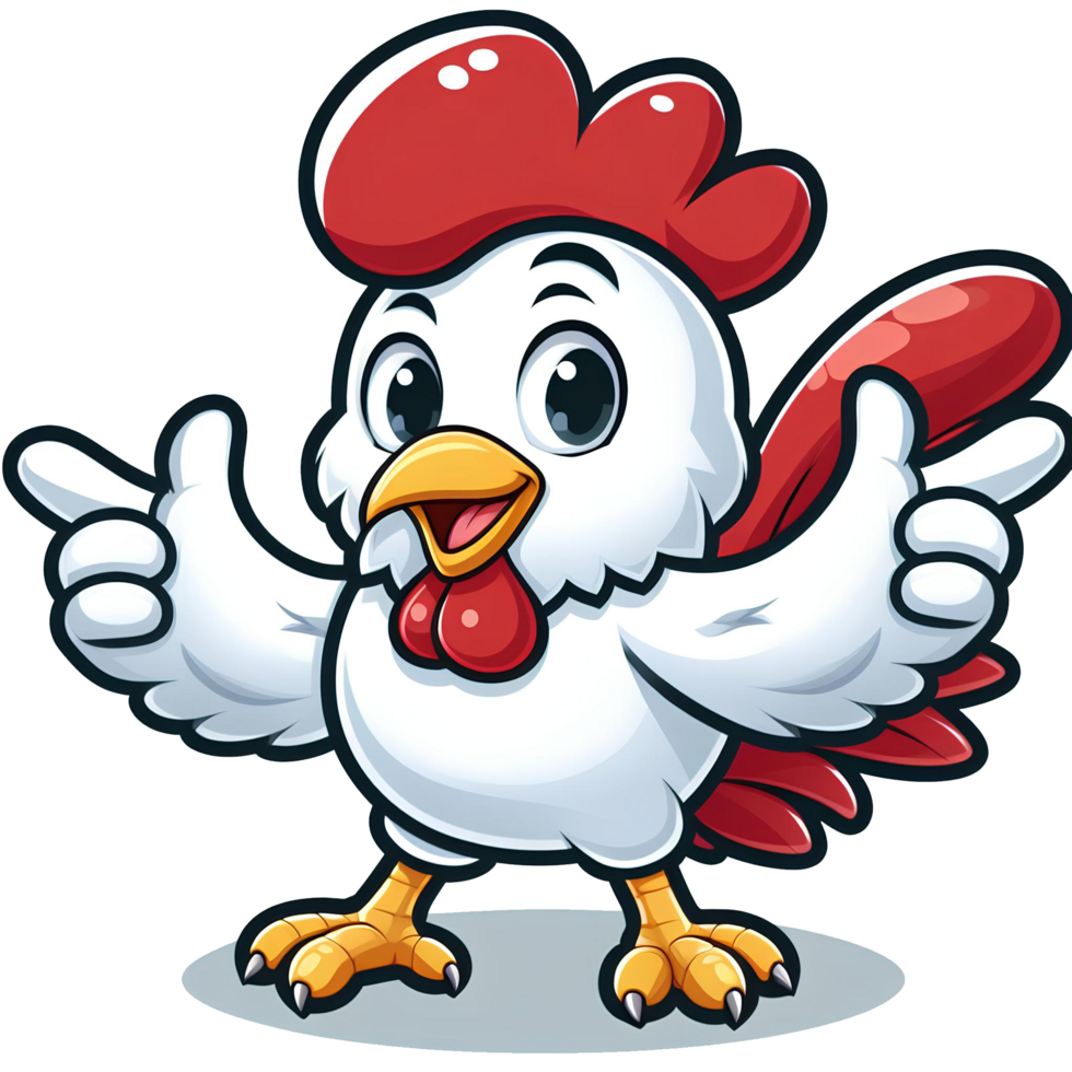 AI generated Chicken mascot cartoon character on transparent background png