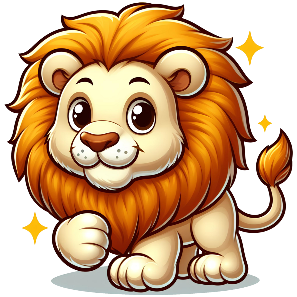 ai généré Lion mascotte dessin animé personnage sur transparent Contexte png