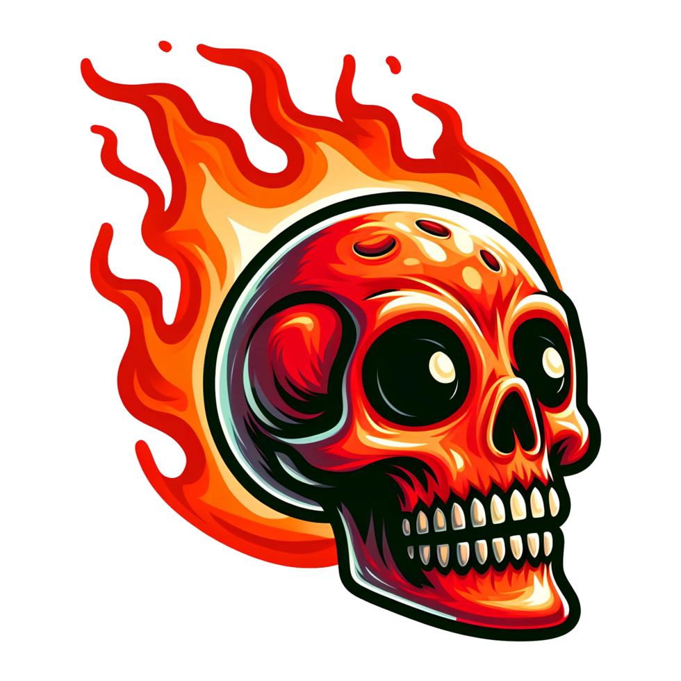 AI generated Fire haired alien skull on transparent background png