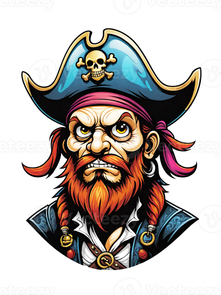 AI generated Pirate cartoon character design illustration on transparent background png