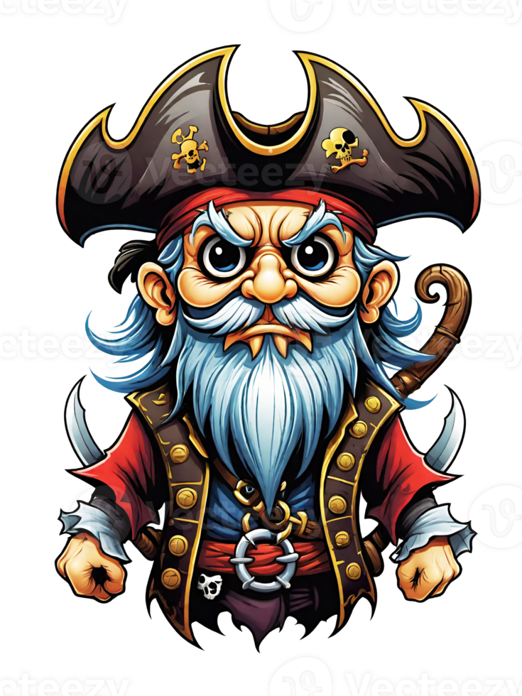 AI generated Pirate cartoon character design illustration on transparent background png