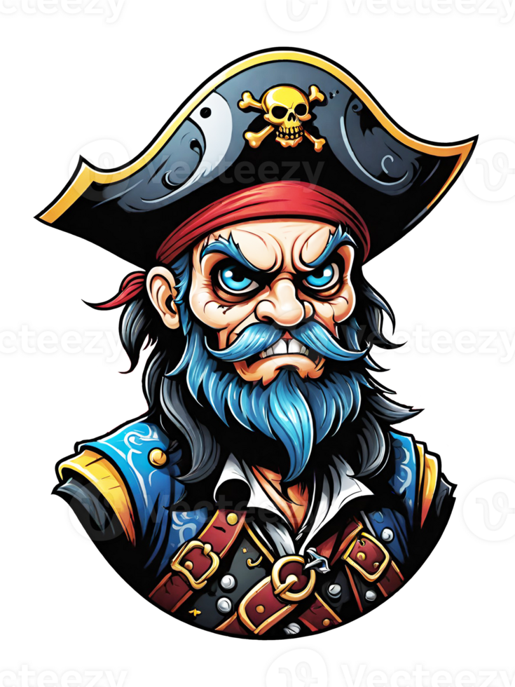 AI generated Pirate cartoon character design illustration on transparent background png