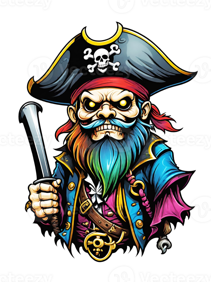 AI generated Pirate cartoon character design illustration on transparent background png