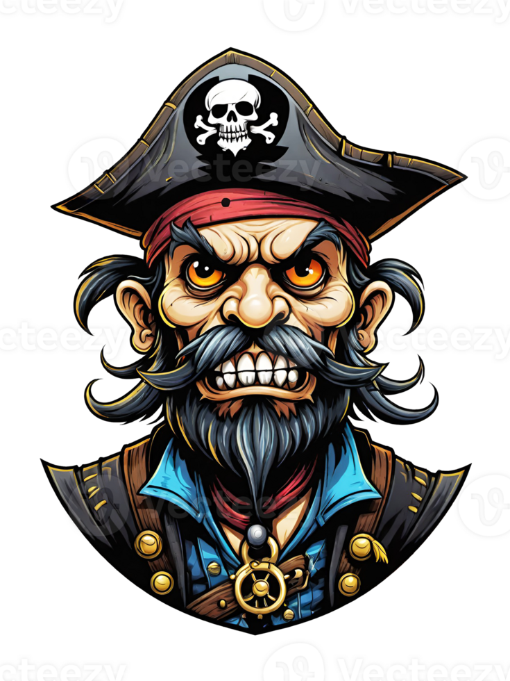 AI generated Pirate cartoon character design illustration on transparent background png