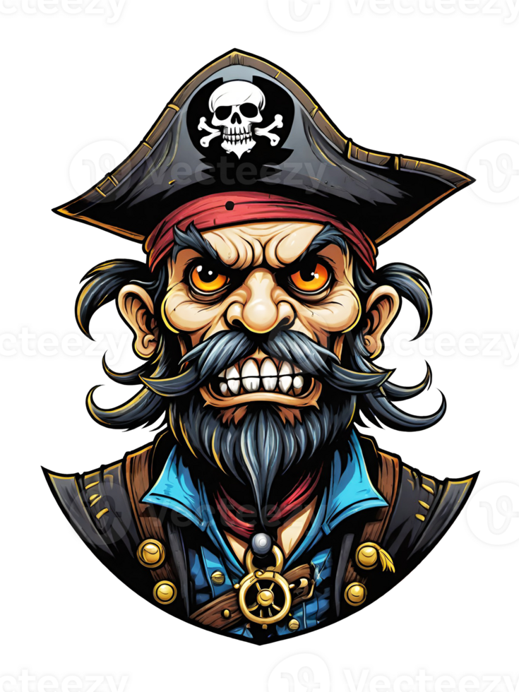 AI generated Pirate cartoon character design illustration on transparent background png