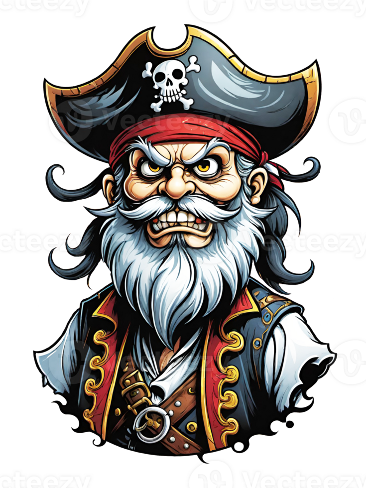 AI generated Pirate cartoon character design illustration on transparent background png