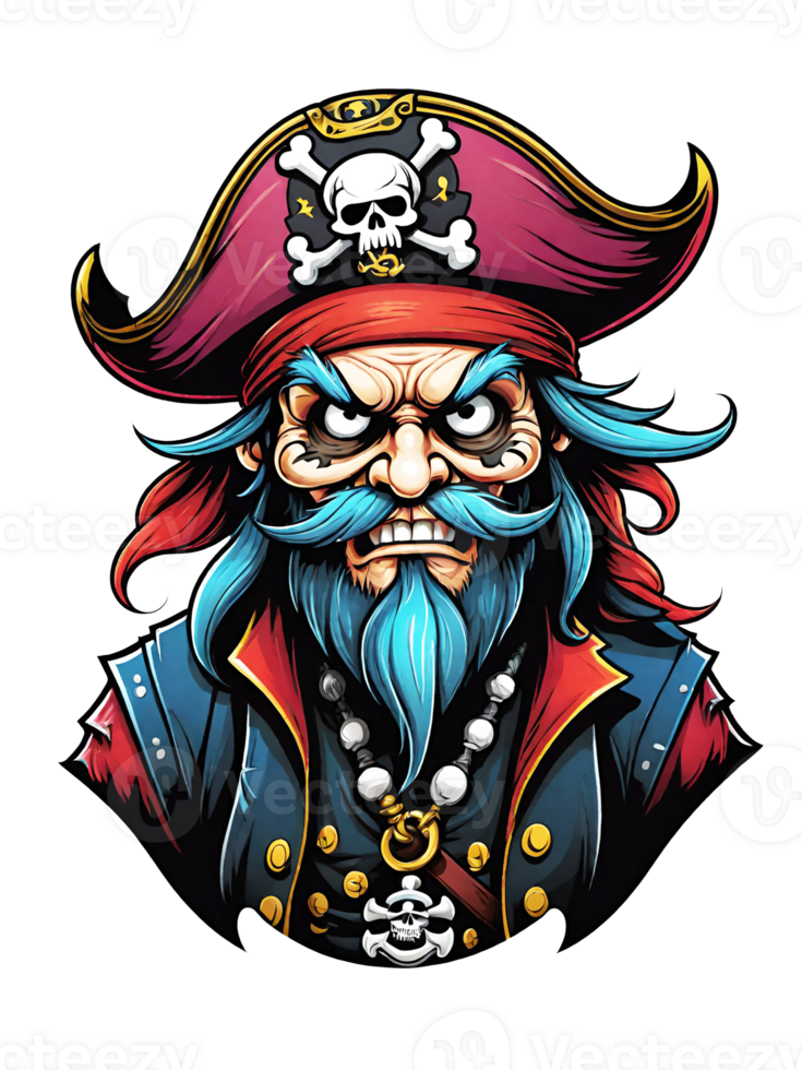 AI generated Pirate cartoon character design illustration on transparent background png