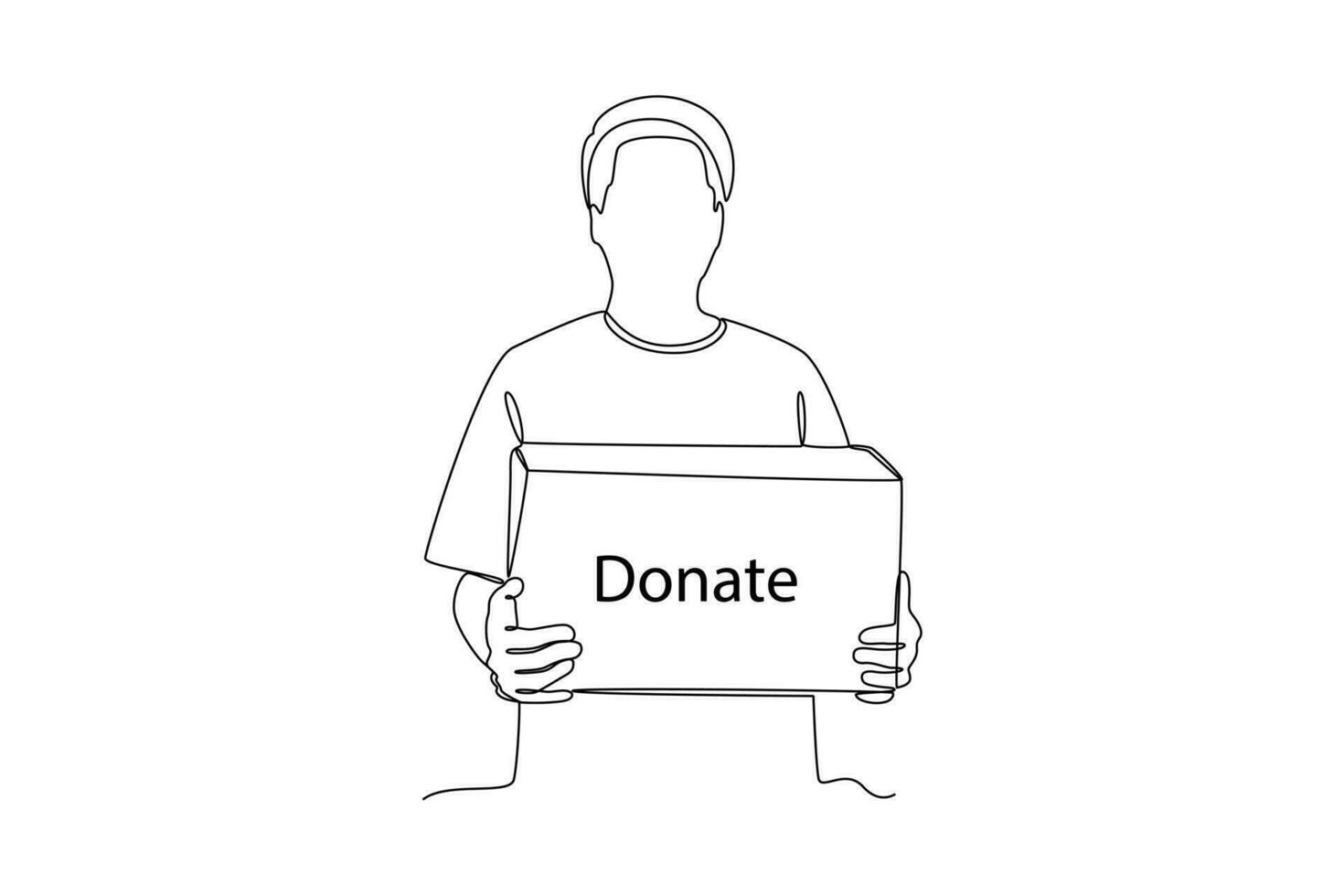 Continuous one line drawing Charity, support and donation concept. Doodle vector illustration.