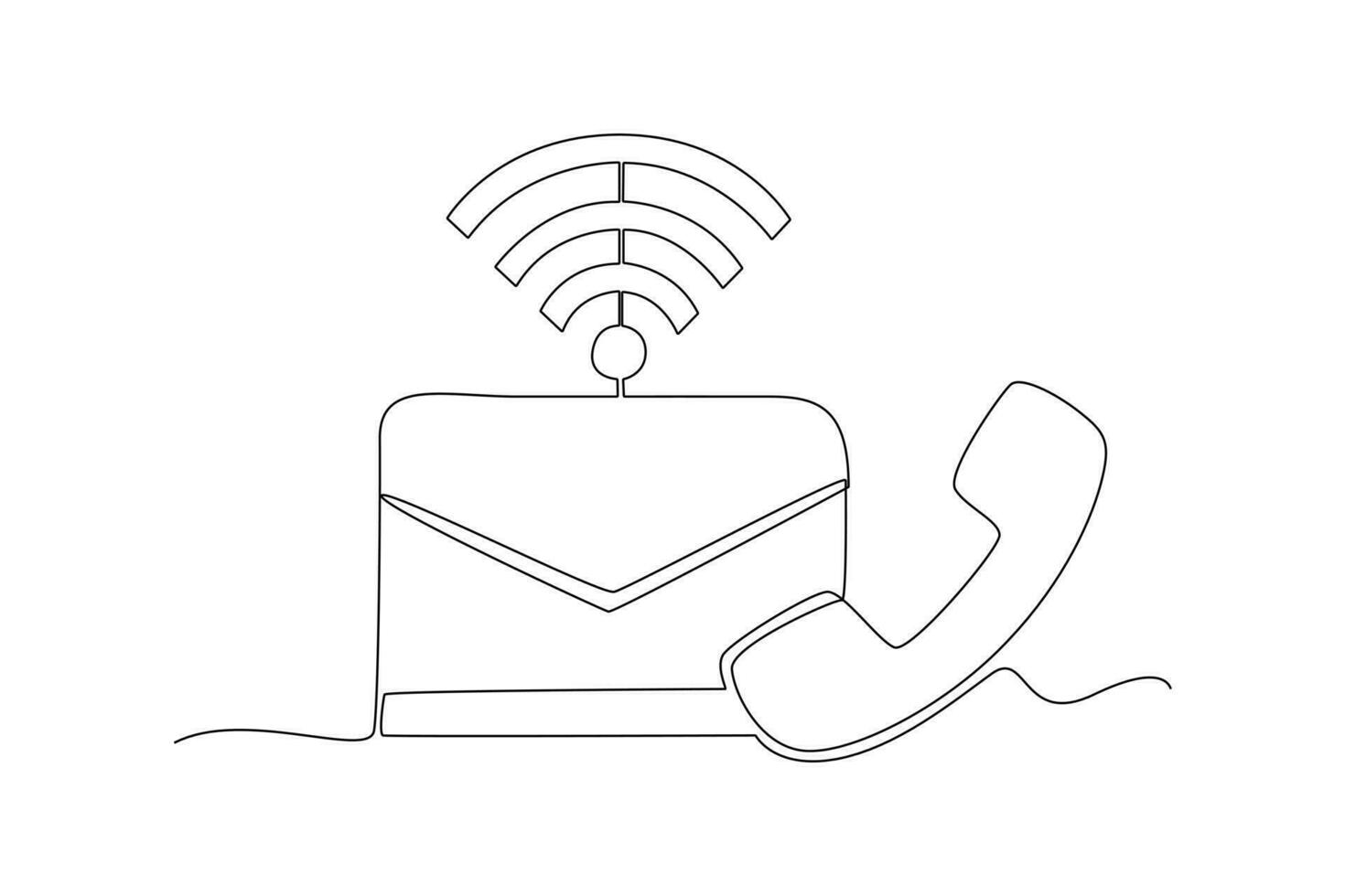 One continuous line drawing of Information technology concept. Doodle vector illustration in simple linear style.