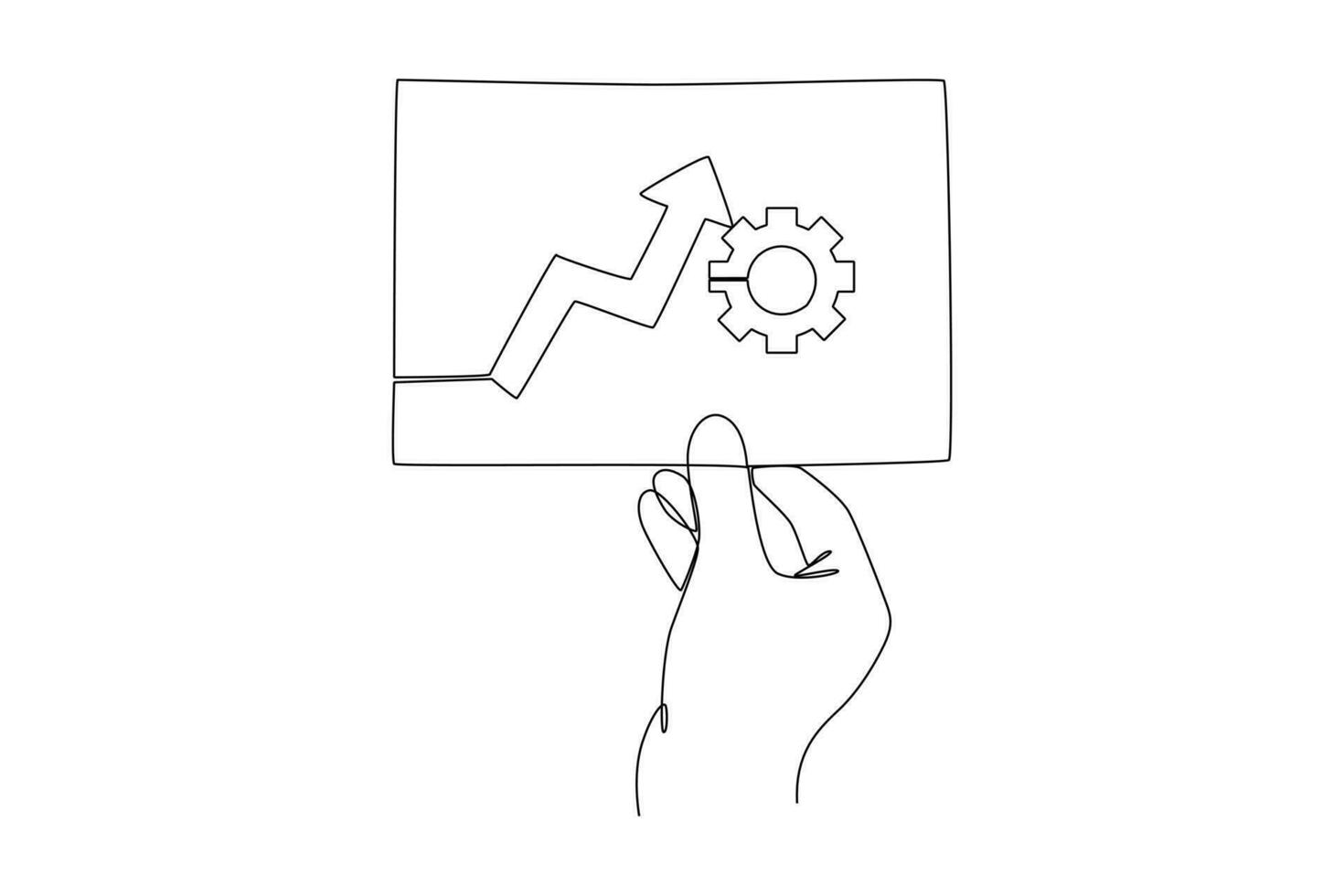 One continuous line drawing of Business performance analysis, benchmark metrics audit concept. Doodle vector illustration in simple linear style.