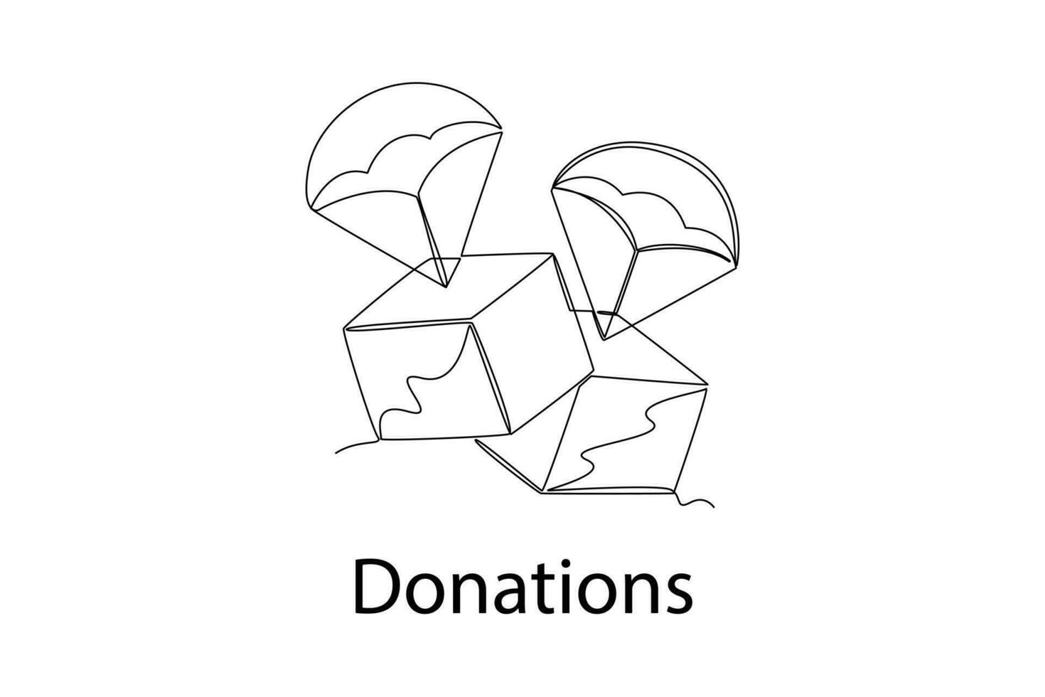 Continuous one line drawing Charity, support and donation concept. Doodle vector illustration.