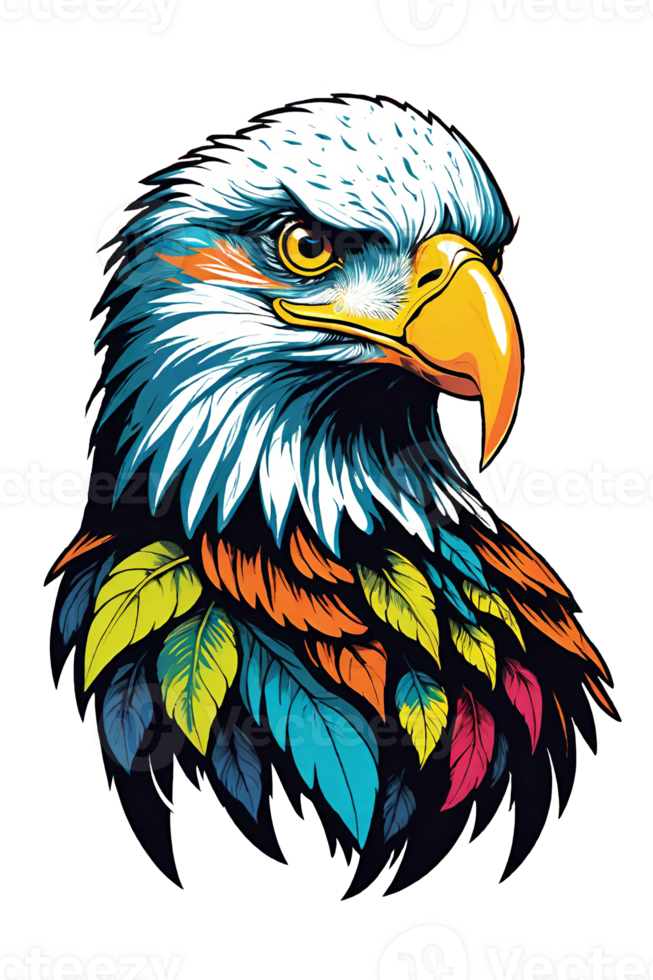 AI generated Eagle head with flowers for t-shirt design on transparent background png