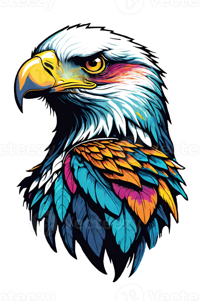 AI generated Eagle head with flowers for t-shirt design on transparent background png