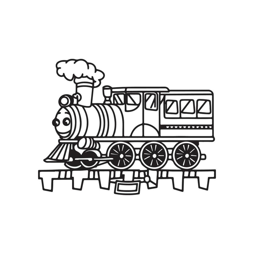 Vector coloring book electric train outline