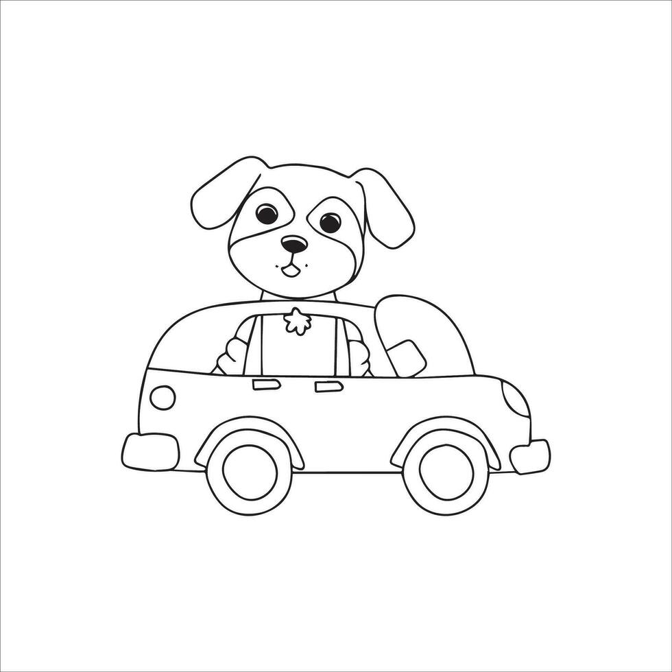 animal contorno para linda perro en un coche vector
