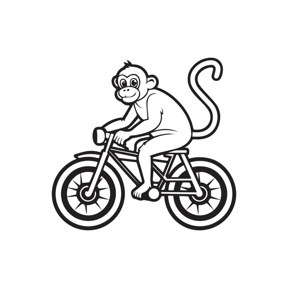 Animal outline for monkey on bike vector