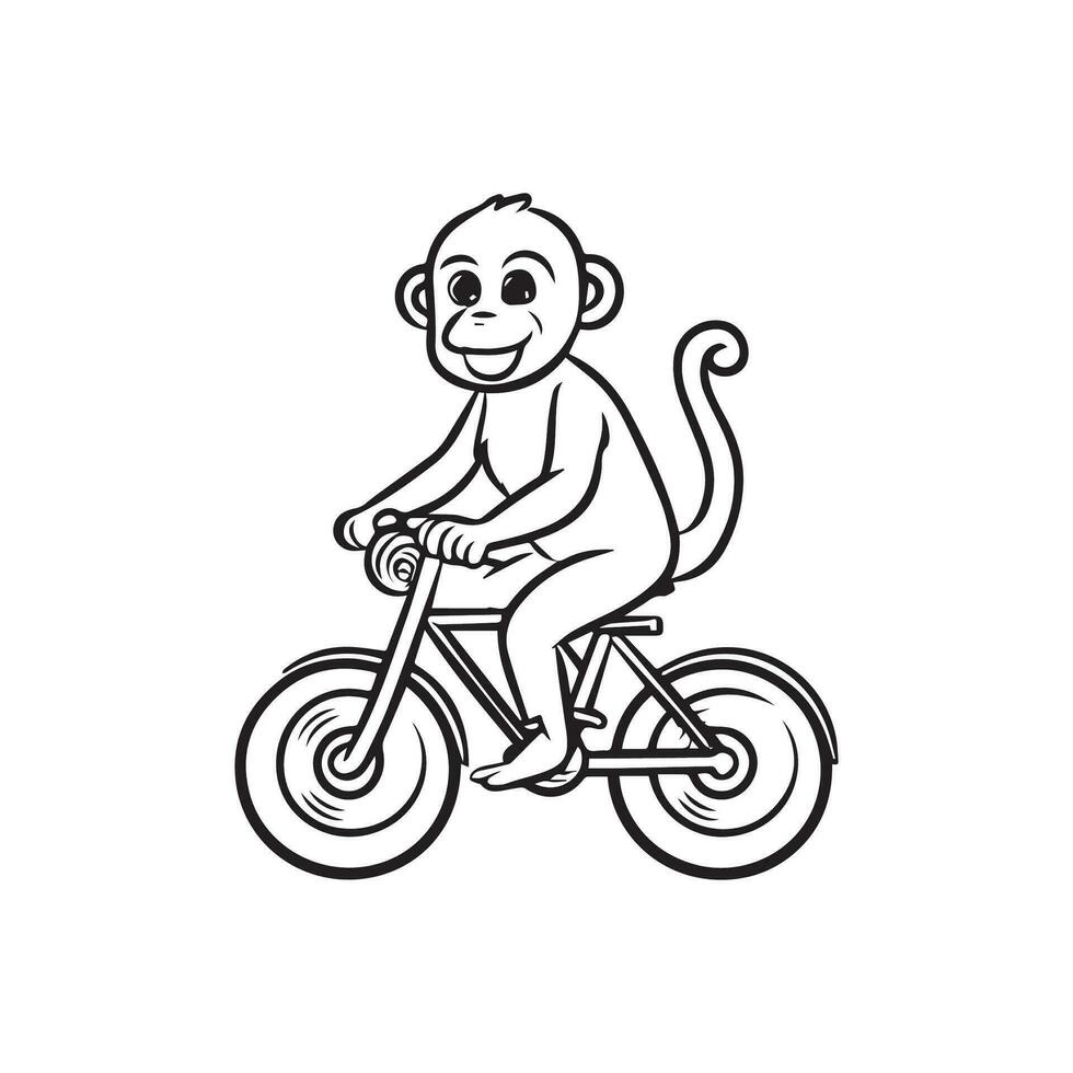 animal contorno para mono en bicicleta vector
