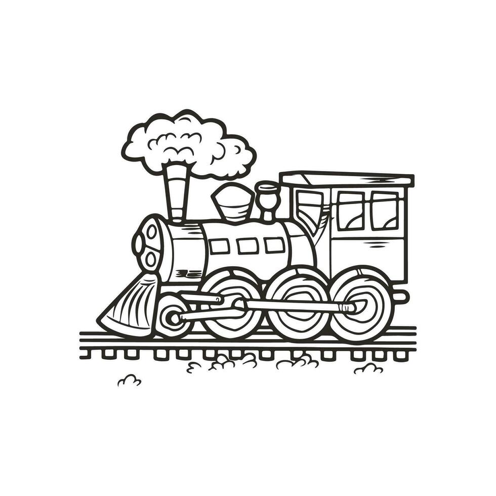 Vector coloring book electric train outline