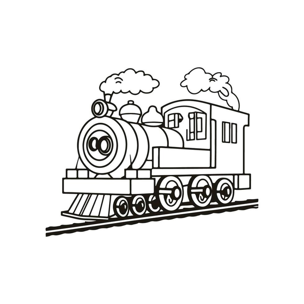 Vector coloring book electric train outline