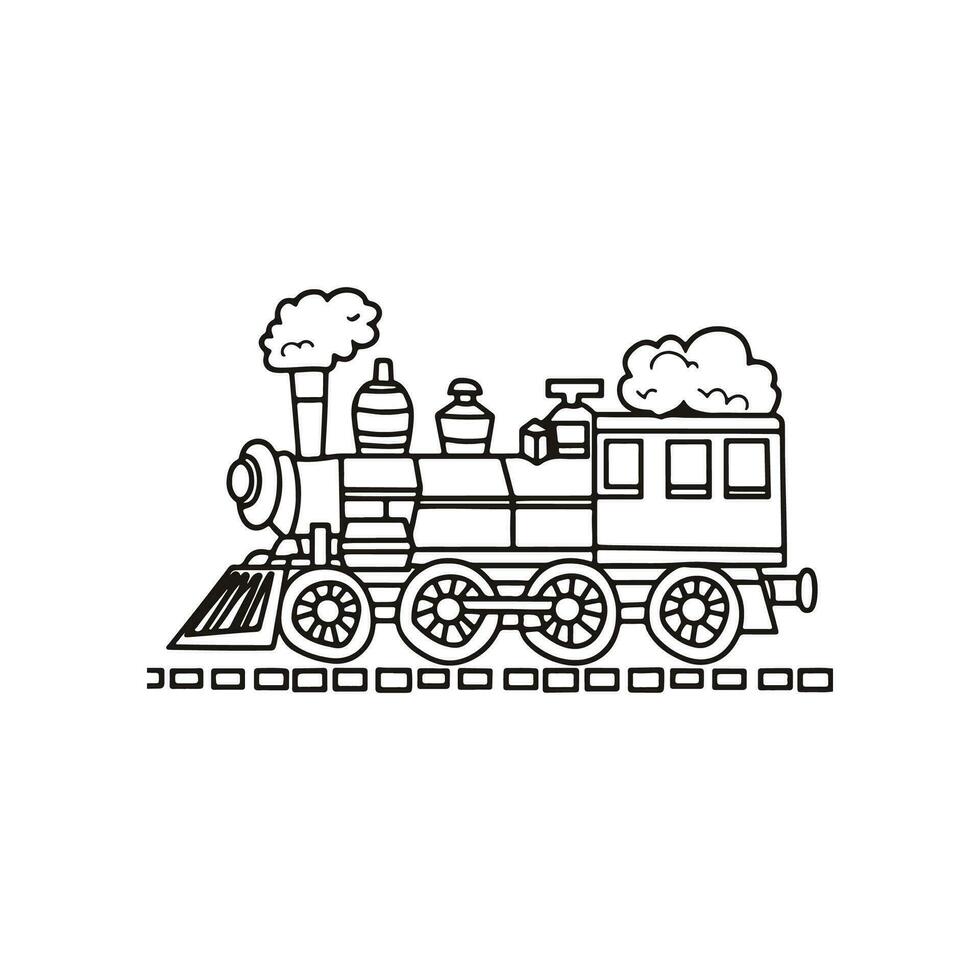 Vector coloring book electric train outline