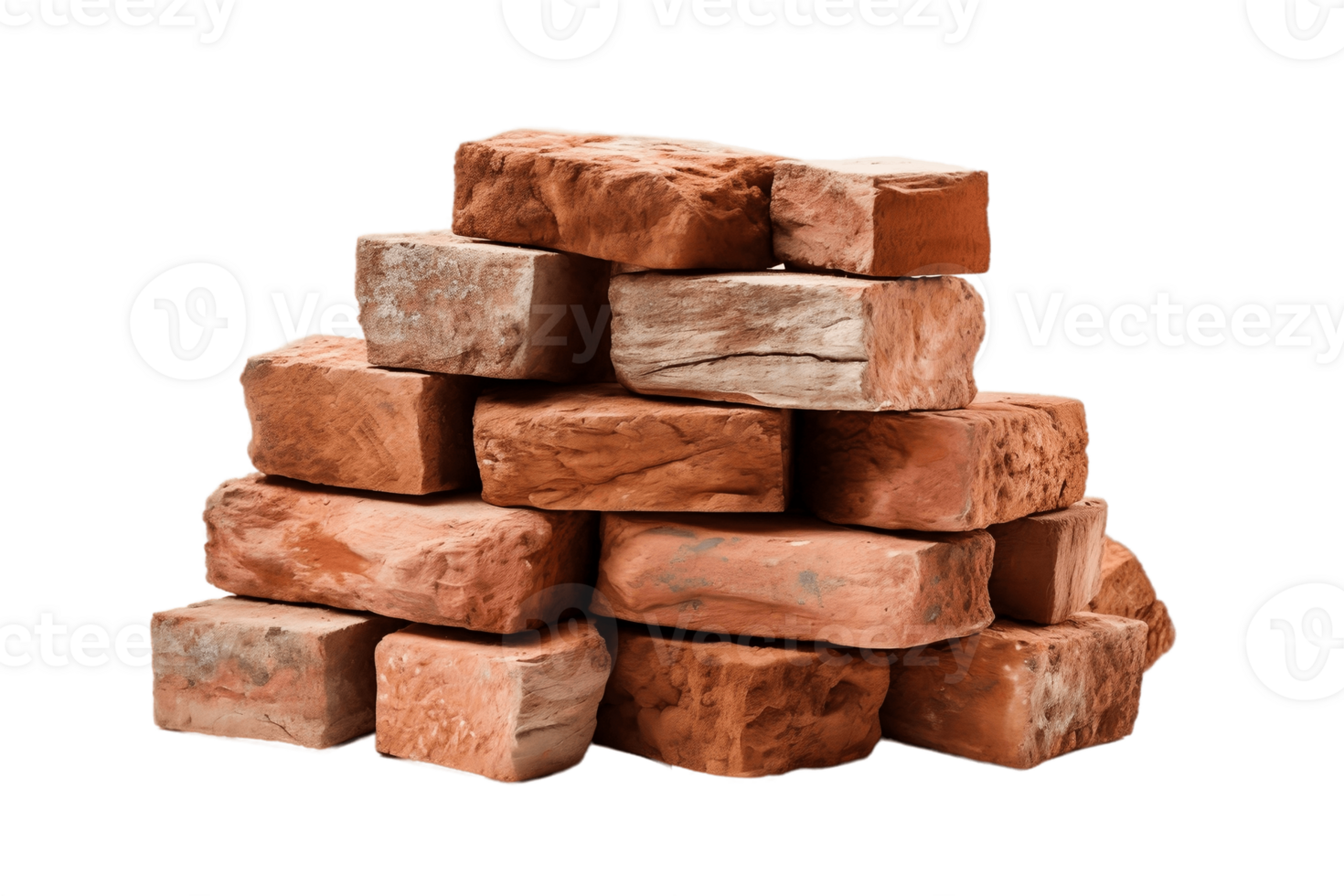 AI generated Pile of Brick Wall on Transparent Background. AI png