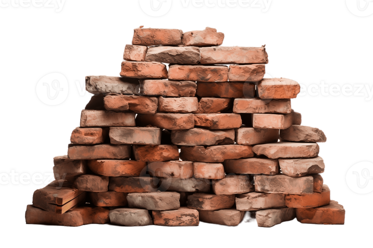 AI generated Pile of Brick Wall on Transparent Background. AI png