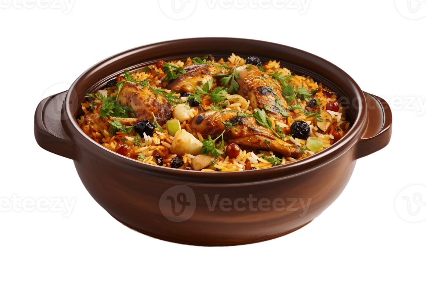 AI generated Chicken Biryani on a Transparent Background. AI png