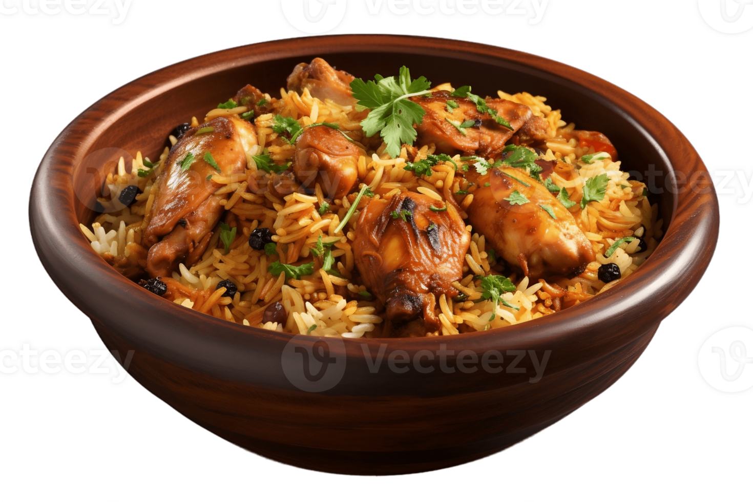 AI generated Chicken Biryani on a Transparent Background. AI png